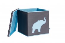 Фото товара Коробка-ящик для игрушек с крышкой , серая, рисунок слон, Store It, арт.672425